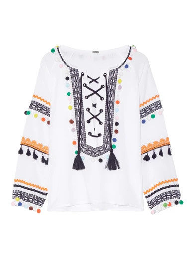 Dodo Bar Or - Embellished Embroidered Cotton-gauze Top - White | NET-A-PORTER (US)