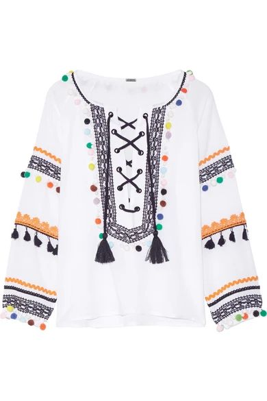 Dodo Bar Or - Embellished Embroidered Cotton-gauze Top - White | NET-A-PORTER (US)