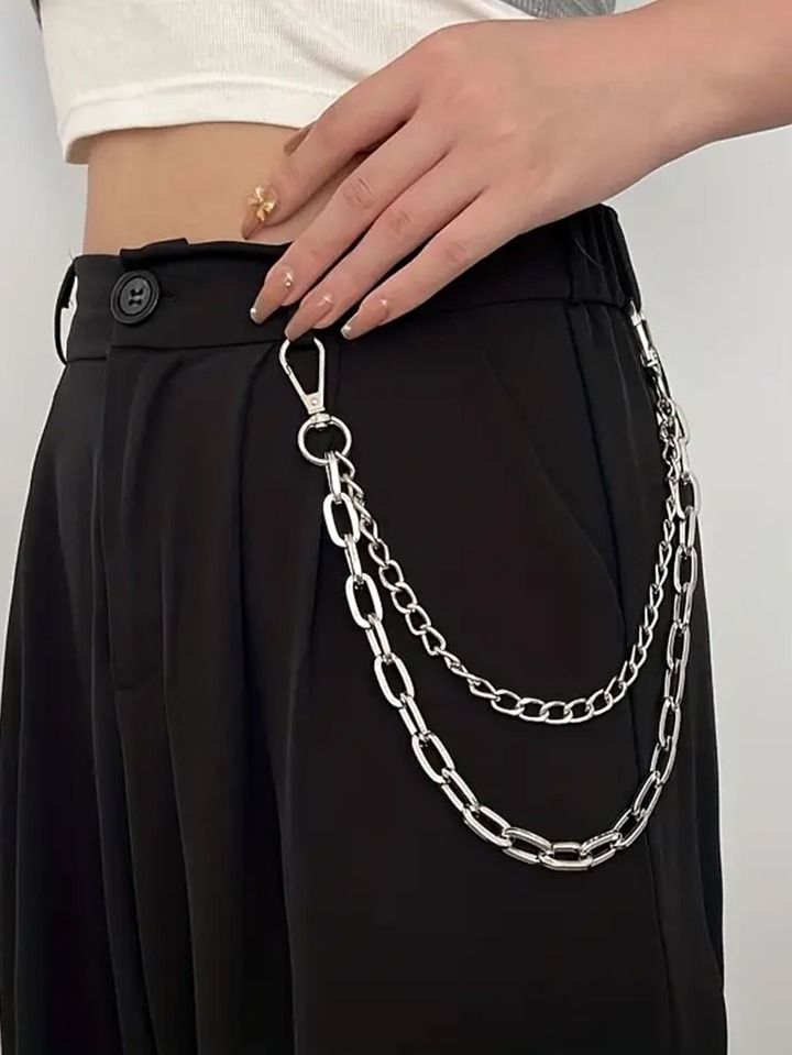 1pc Women's Fashionable Metal Chain Multi-layer Waist Chain Punk Street Style Jeans Hanging Chain | SHEIN