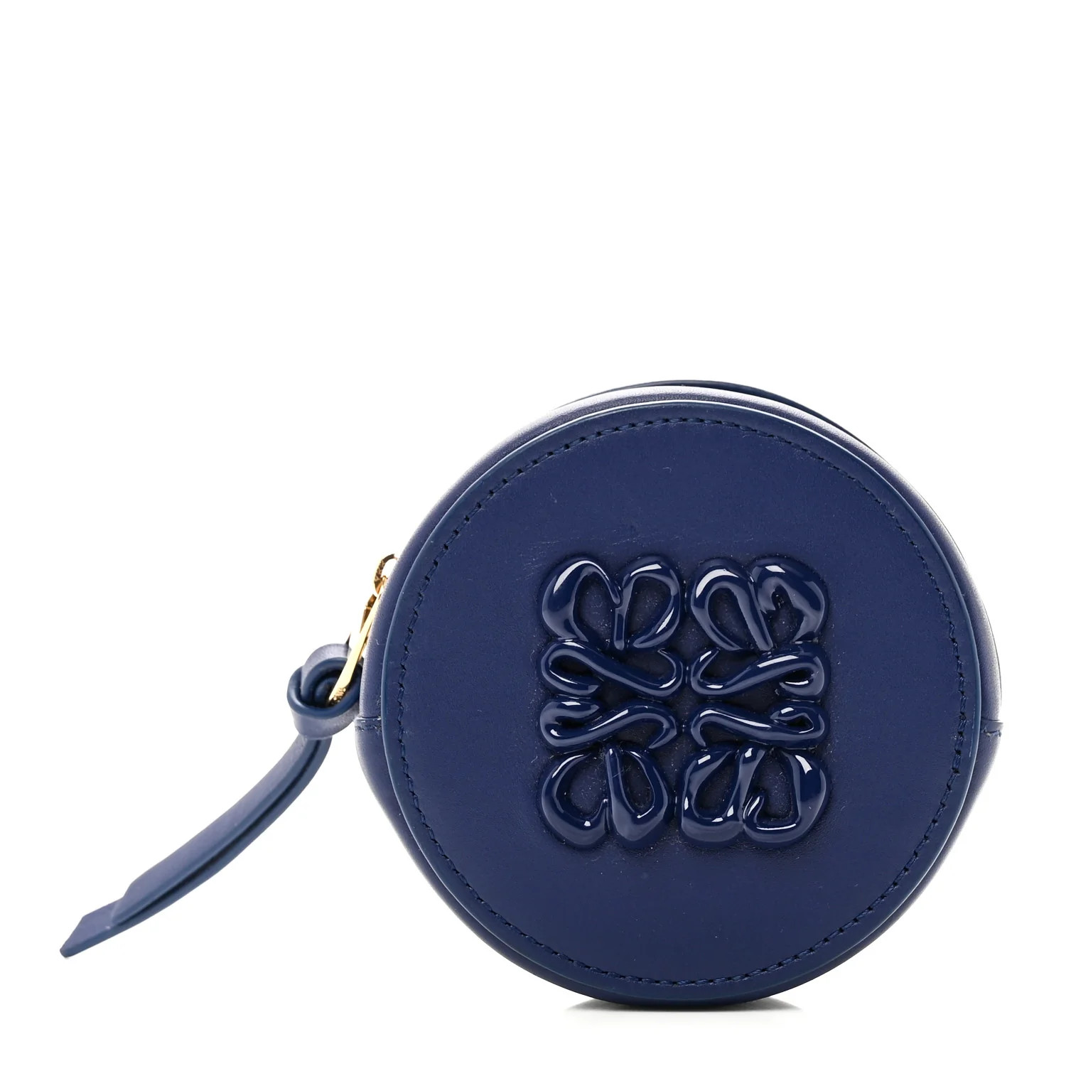 Calfskin Inflated Anagram Cookie Zip Coin Case Blue | FASHIONPHILE (US)