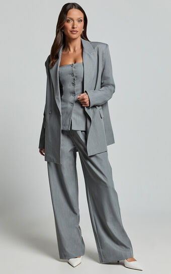 Hope Blazer - Oversized Double Breasted Blazer in Grey | Showpo (US, UK & Europe)