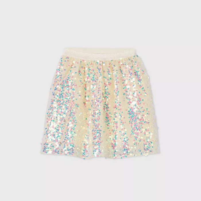 Girls' Sequin Skirt - Cat & Jack™ Cream | Target