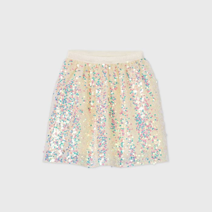 Girls' Sequin Skirt - Cat & Jack™ Cream | Target