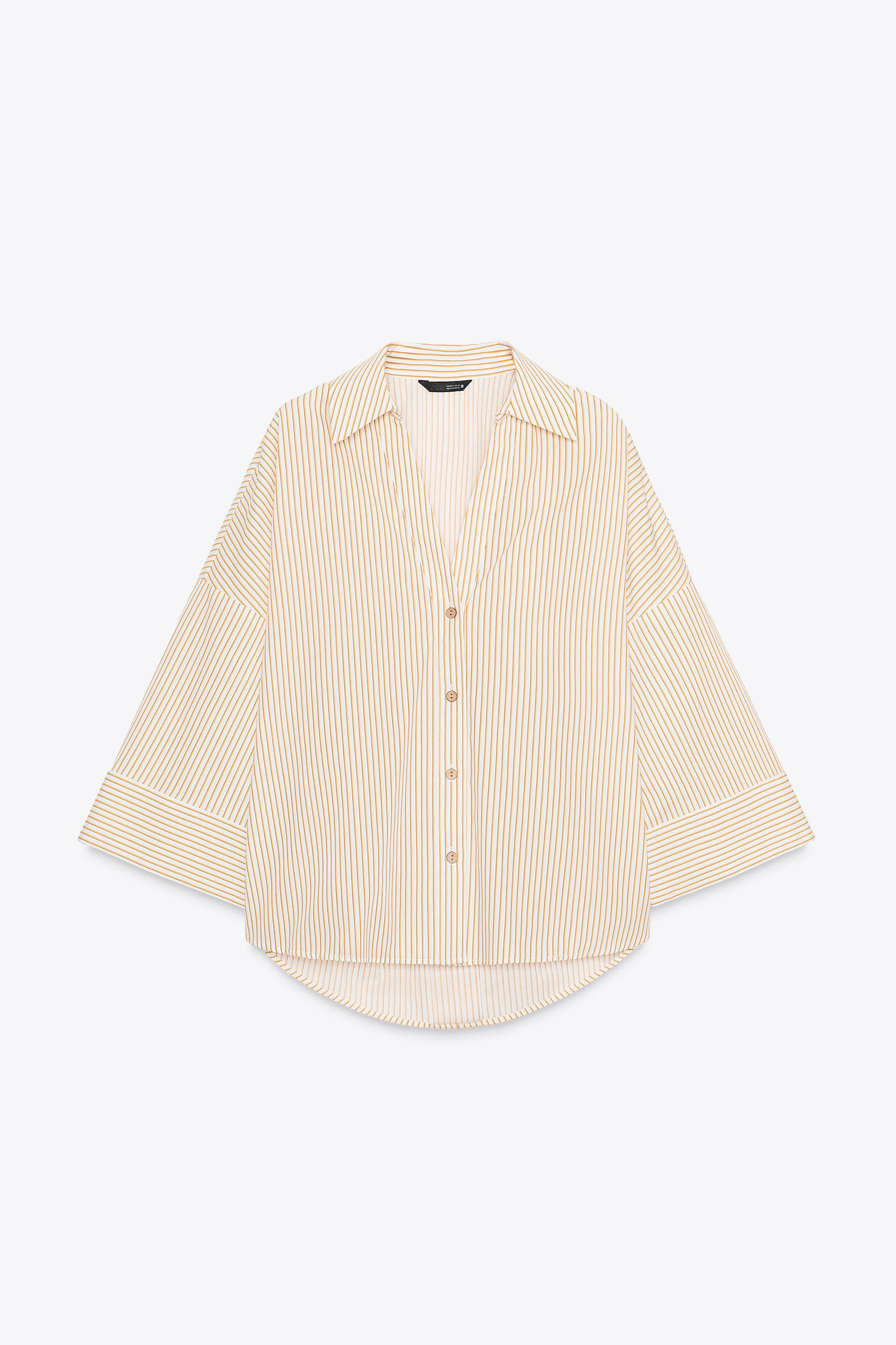 STRIPED POPLIN SHIRT WITH WIDE SLEEVES | Zara US