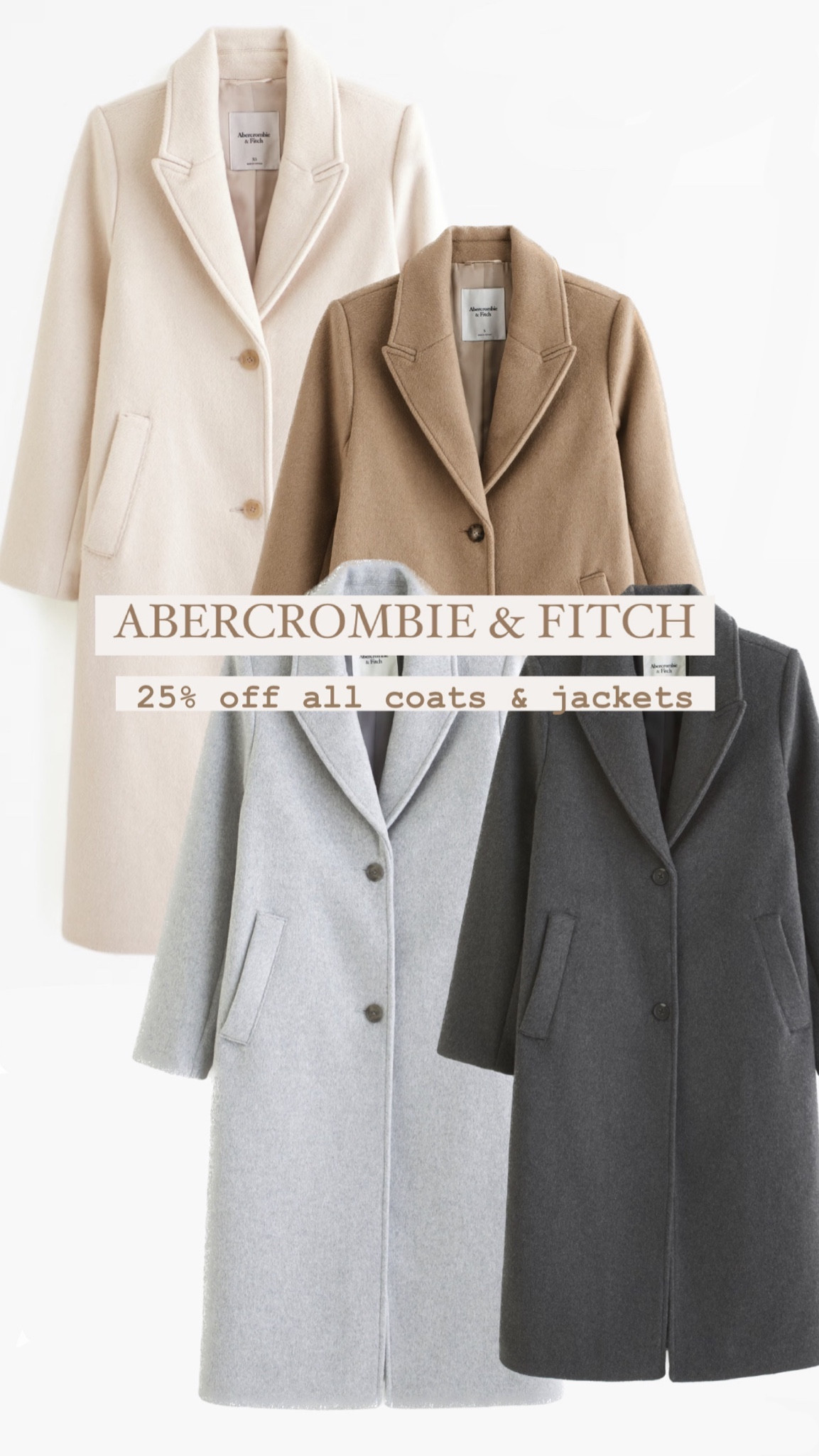I love that these Abercrombie wool blend coats come in petite, as well as tall and regular!
on sale 25% off for a limited time

#LTKCyberWeek #LTKSeasonal #LTKHolidaySale