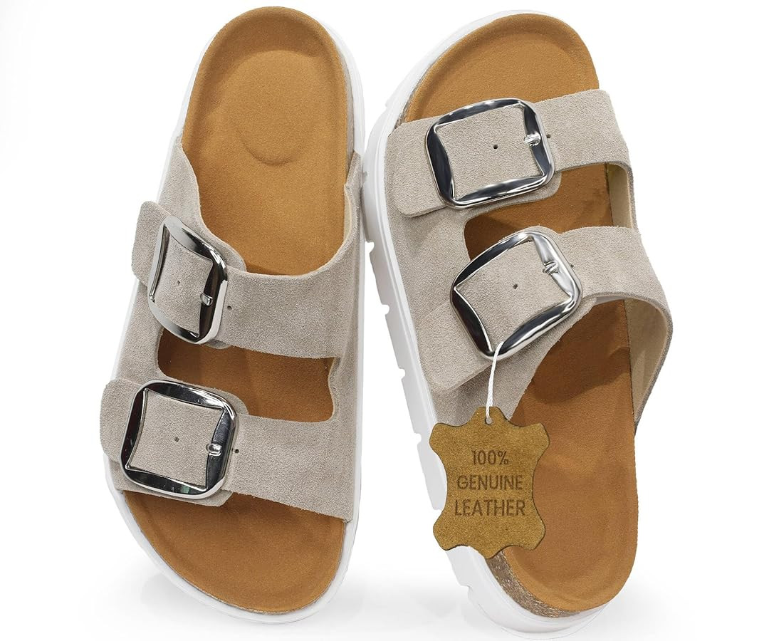 Genuine Leather Platform Sandals Wedge Chunky Platform Sandal-Women Sandals with EVA Memory Foam ... | Amazon (US)