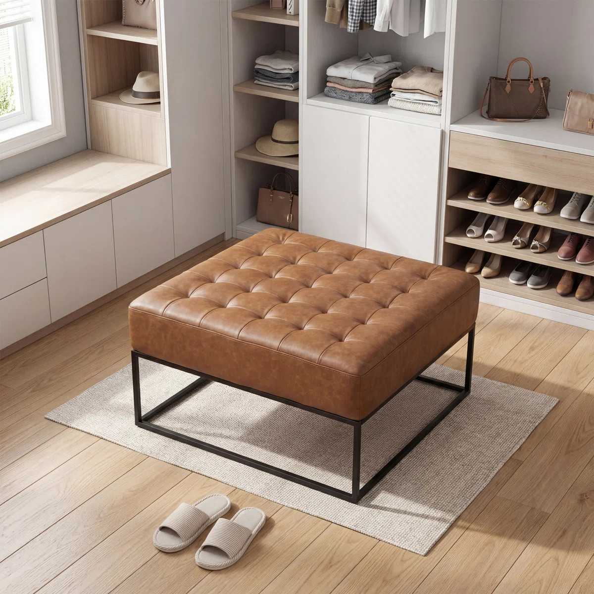 Owen Genuine Leather Square Ottoman | Wayfair North America