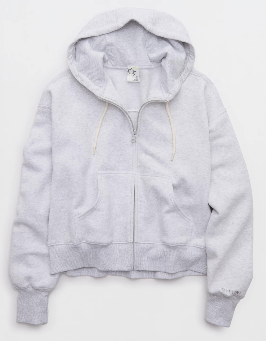 OFFLINE By Aerie Cloud Fleece Classic Full Zip Sweatshirt Women's Light Heather Gray XXS | Aerie