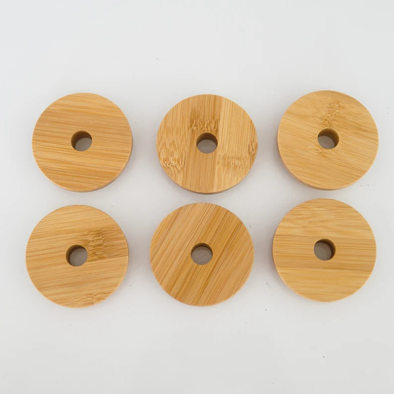 70mm Bamboo Lid | Libbey Beer Can Glass Lid | Bamboo Mason Jar Lid | Etsy (US)