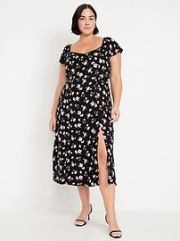 Flutter-Sleeve Crepe Midi Dress | Old Navy | Old Navy (US)