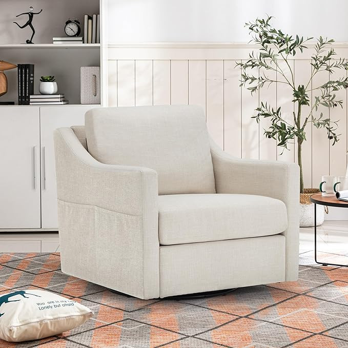 HOMREST Swivel Accent Chair,Linen Fabric Armchair Modern Chairs with Removable Cover for Receptio... | Amazon (US)