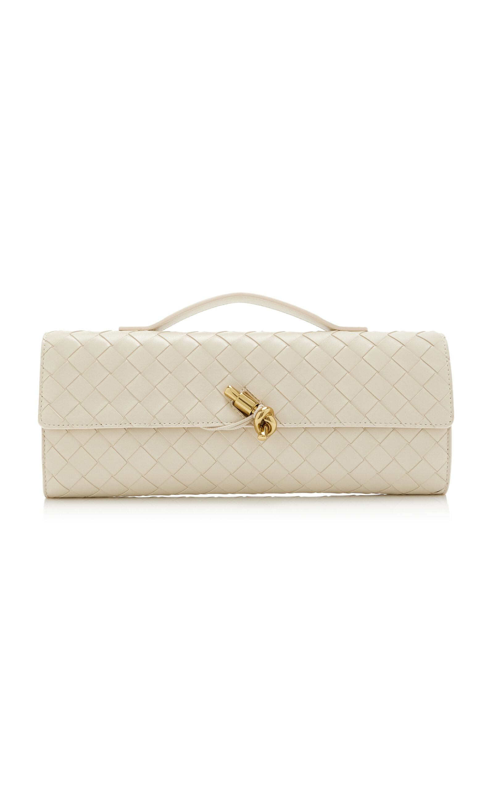 Bottega Veneta - Long Andiamo Intrecciato Leather Clutch - White - OS - Moda Operandi | Moda Operandi (Global)