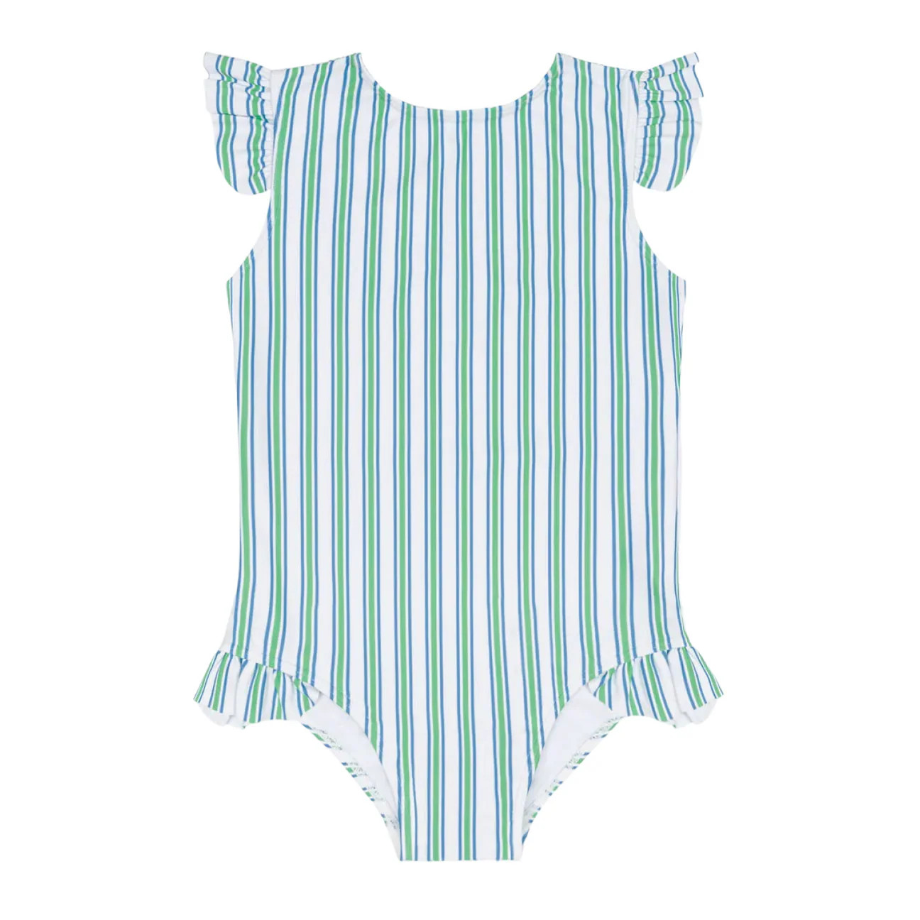 girls tamarin stripe ruffle cap sleeve one piece | Minnow