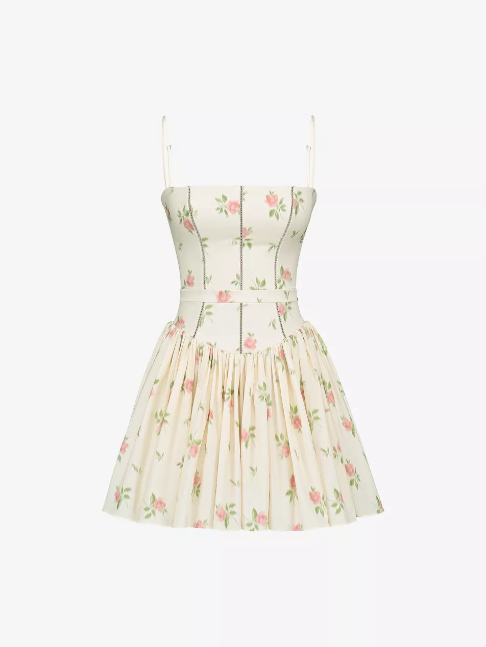 Ysabella Floral-Print Stretch-Cotton Mini Dress | Selfridges
