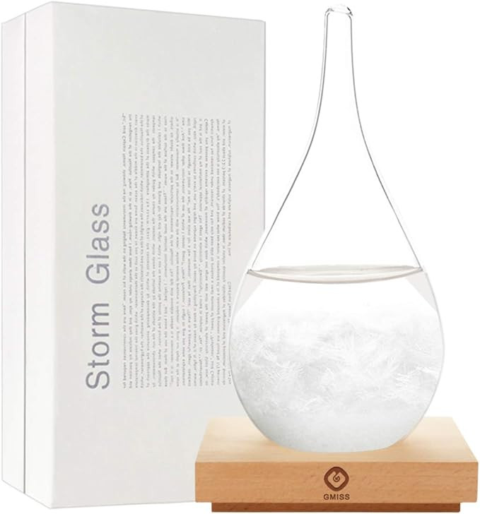 GM GMISS Creative Fashionable Storm Glass Weather Forecaster, Wooden Base, Storm Glass Bottle Bar... | Amazon (US)