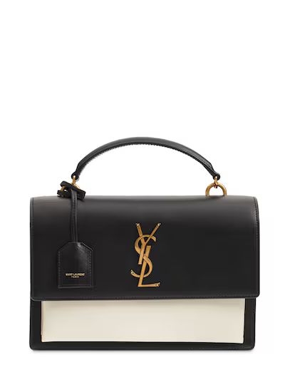 Saint Laurent - Medium sunset leather satchel bag - Nero/Crema | Luisaviaroma | Luisaviaroma
