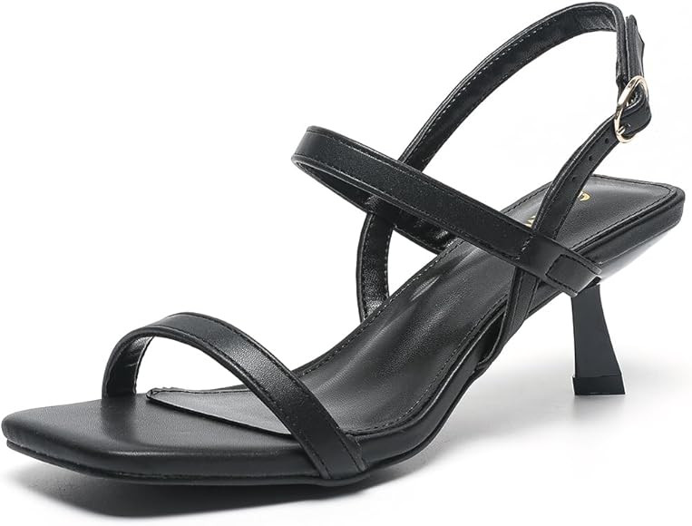 Amoji Women's 2.5 Inch Low Kitten Heels Ankle Strap Party Wedding Dress Shoes FZ326 | Amazon (US)