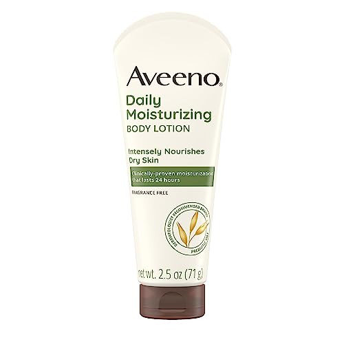 Aveeno Daily Moisturizing Body Lotion with Soothing Prebiotic Oat, Gentle Lotion Nourishes Dry Skin With Moisture, Paraben-, Dye- & Fragrance-Free, Non-Greasy & Non-Comedogenic, 2.5 fl. Oz | Amazon (US)