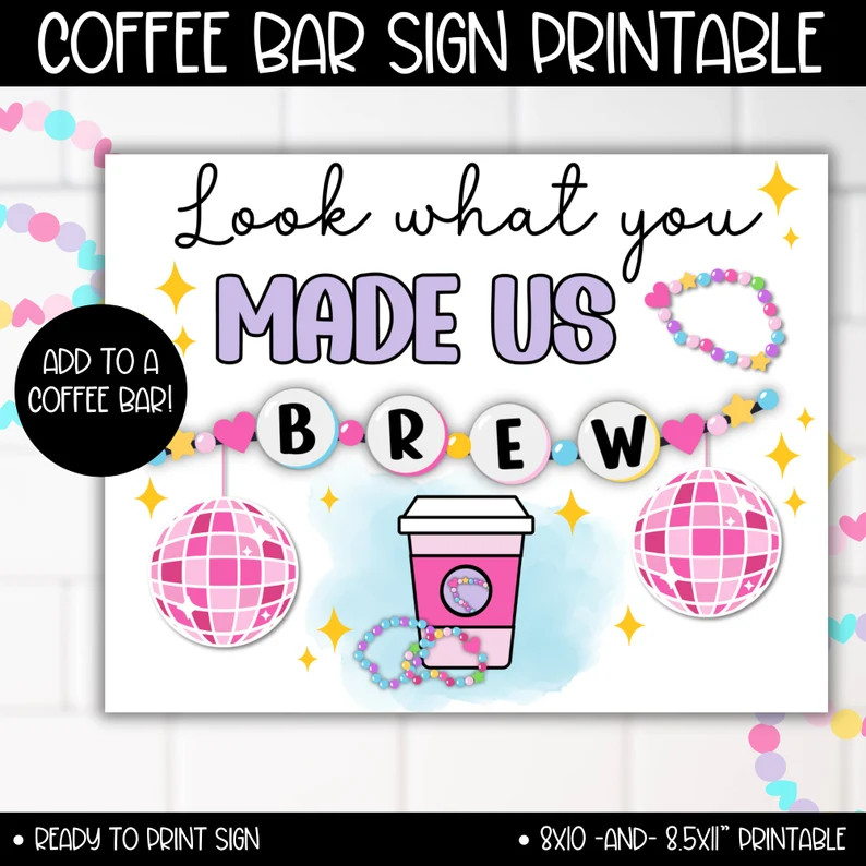 Teacher and Staff Appreciation Week Coffee Bar Sign Printable, Look What You Made Us Brew PTA PTO... | Etsy (US)