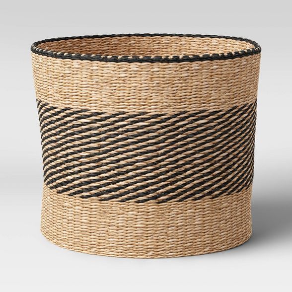 Round Seagrass Basket Striped 12" x 14" Natural/Black - Project 62™ | Target