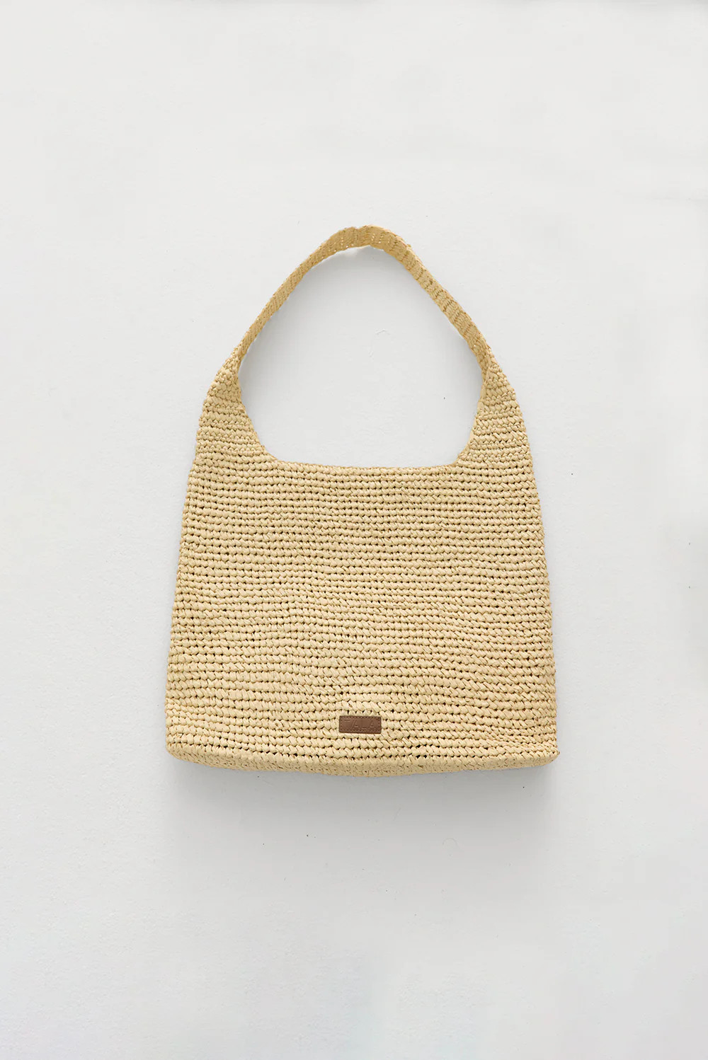 Embossed Logo Raffia Shoulder Bag - Natural | TALA (UK)