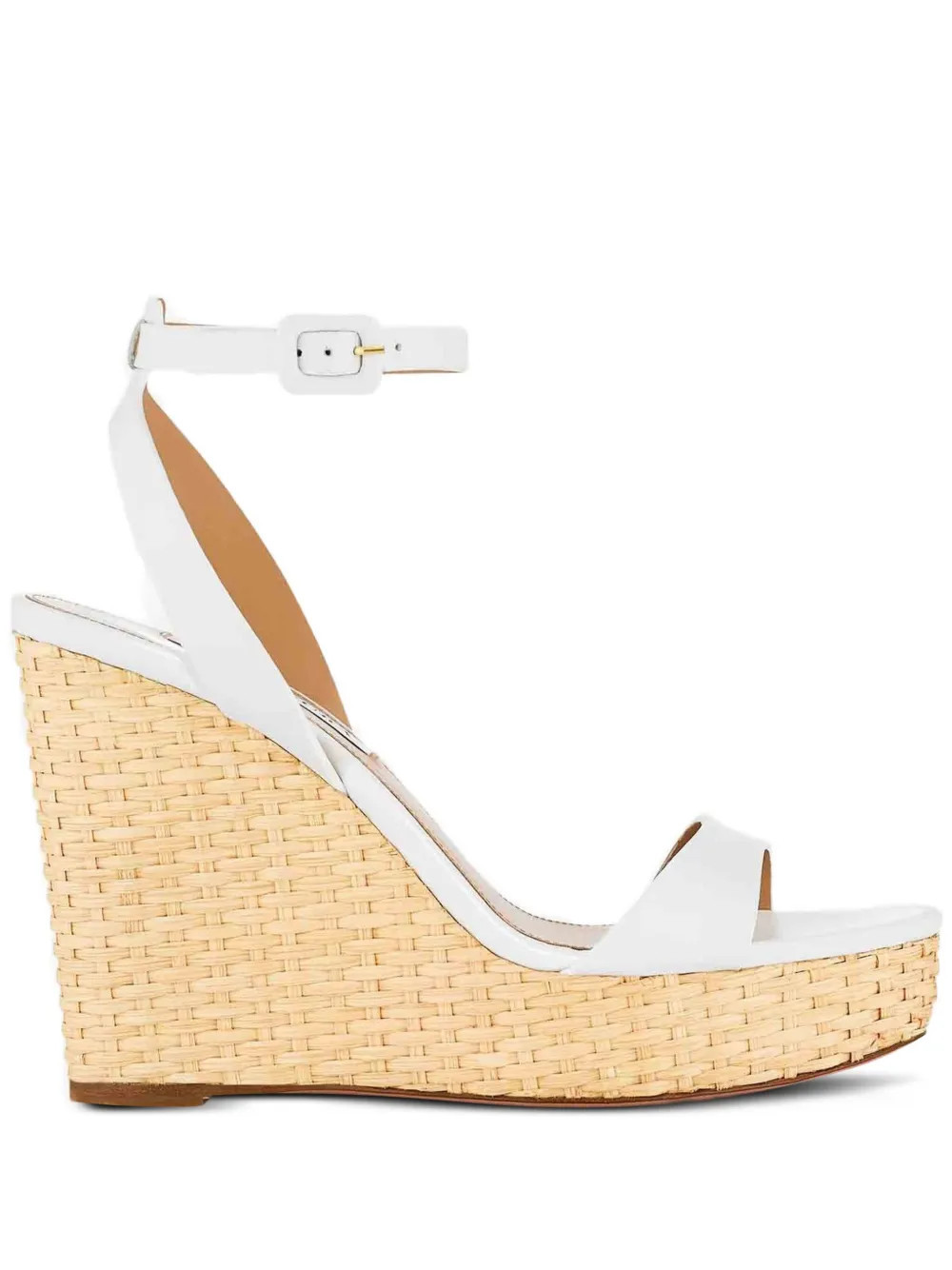 Aquazzura 110mm Sunseeker leather wedge espadrilles - White | Farfetch Global