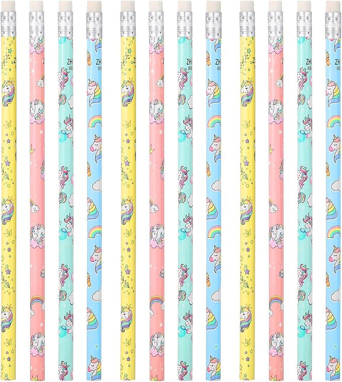 Unicorn Pencils for Kids Girls Cute Rainbow Unicorn Pencils Erasable School Pencils with Erasers ... | Amazon (US)