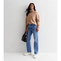 Petite Camel Knit Roll Neck Split Hem Jumper New Look | New Look (UK)