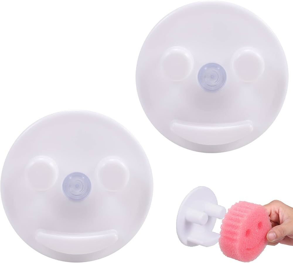 2pack Sponge Holder,Smiley Face Sponge Holder for Kitchen Bathroom Sink Suction Cup Installation,... | Amazon (US)