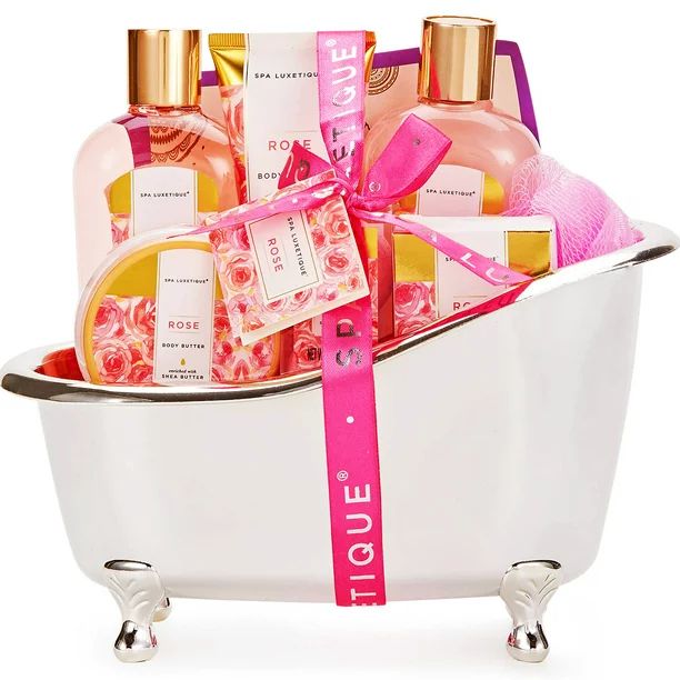Spa Gift Baskets for Women, 9 Pcs Rose Bath Gift Kits, Holiday Valentines Body Care Gifts Set | Walmart (US)