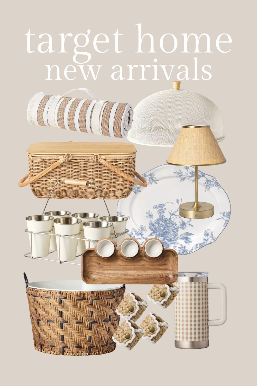 New arrivals at Target! New Hearth & Hand Summer line. Outdoor entertaining. Kitchen. Blue and white plates. Picnic baskets. Summer home. 

#LTKSeasonal #LTKHome #LTKKids