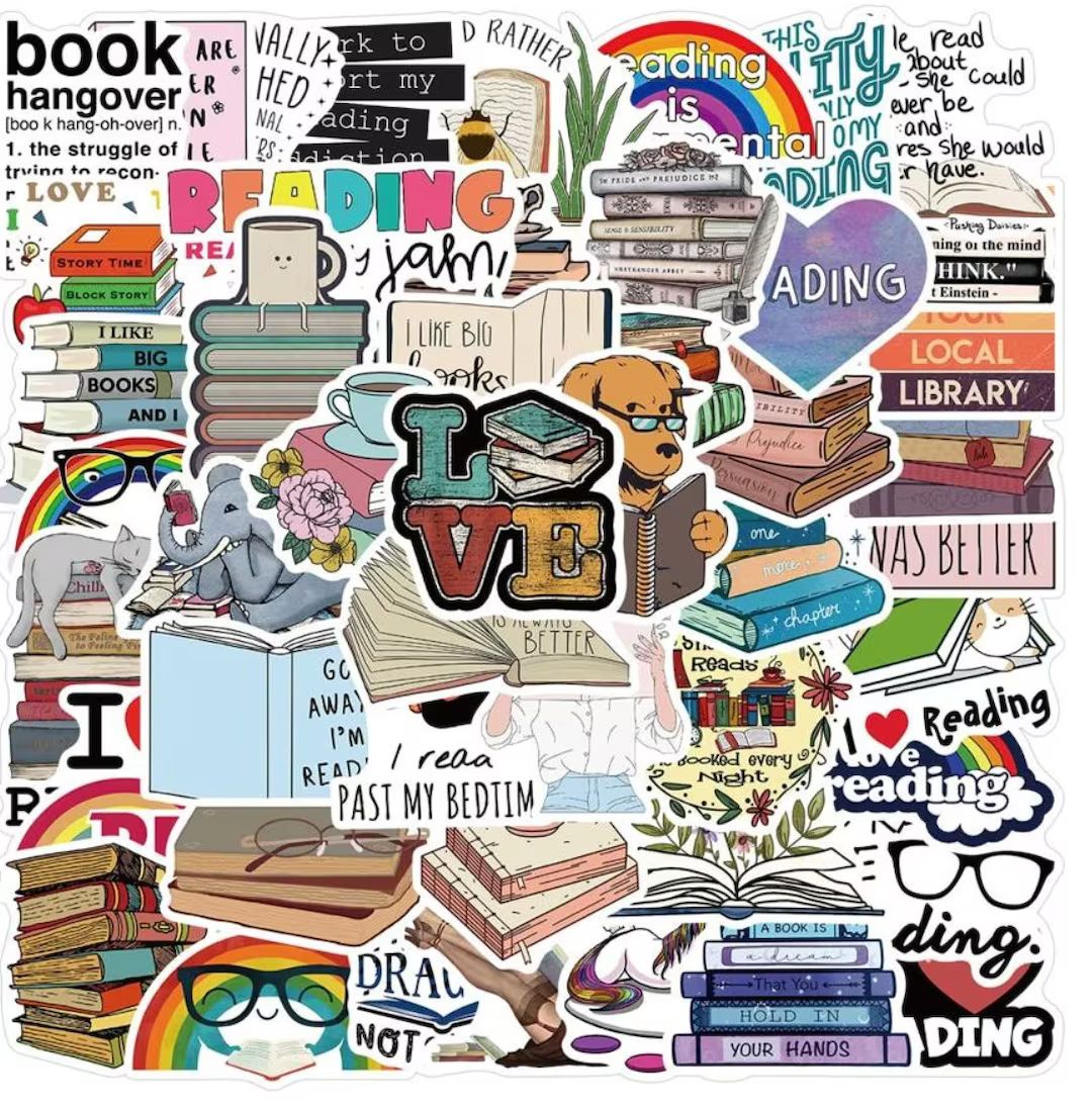 50 / 25 Pack Book Stickers | Book Lover Stickers | VSCO Sticker Pack | Water Bottle Stickers | La... | Etsy (US)