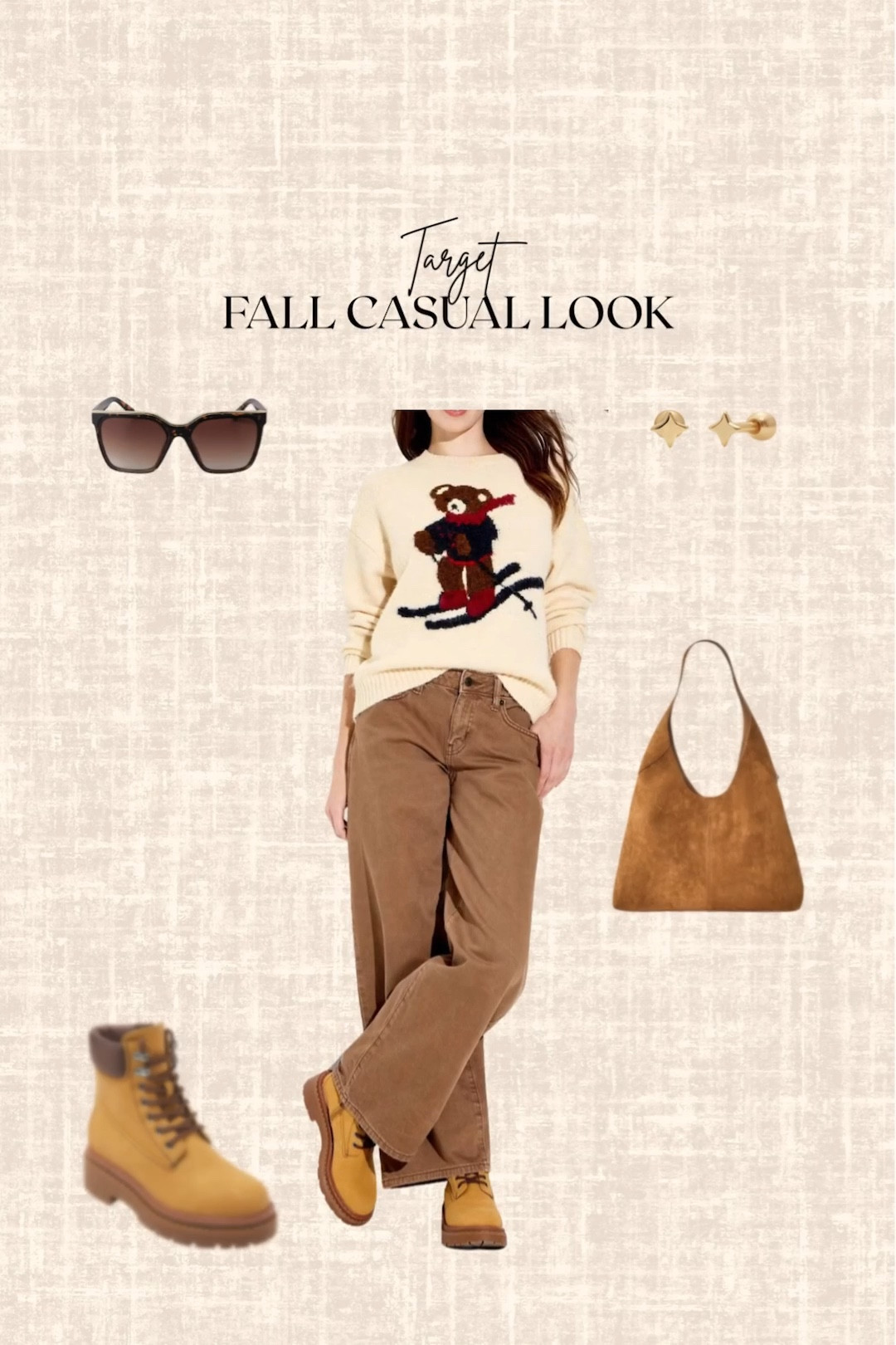 Target Fall Casual Look! Viral Target Sweater 

Handbag, sunglasses, jeans, boots, earrings 

#LTKSeasonal #LTKShoeCrush #LTKStyleTip