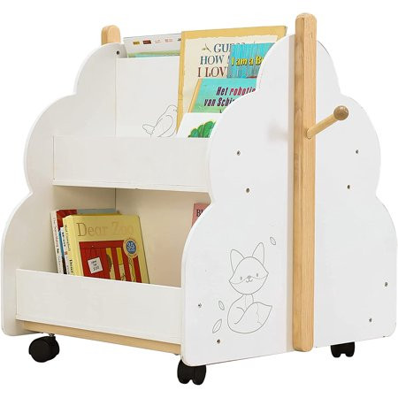 FACESOFT Baby Wooden Bookshelf Kids Bookshelf with Wheels for 36M+ Book Rack Wood/Kid Bookcase/Child | Walmart (US)