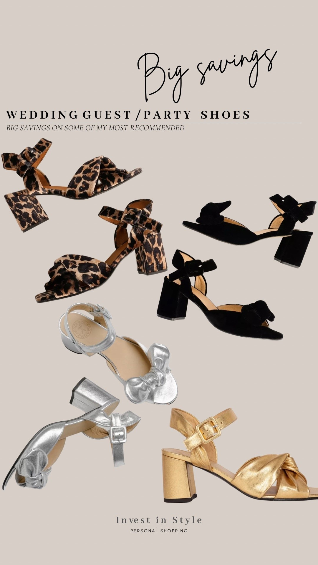 I was doing a wedding guest shop for someone today and realised one of my fave party shoes is on sale 🙌🏻 
These are well made , comfortable heels! They are chunky and so add an edge to a more feminine dress - you can wear them with or without tights. 
The leopard and metallic shades can work well with bolder colours and prints making them a versatile party shoe . Most of these styles have £100 off right now 🙌🏻

Metallic heels 
Leopard shoes 
Wedding guest 
Party footwear 


#LTKwedding #LTKshoes #LTKsale