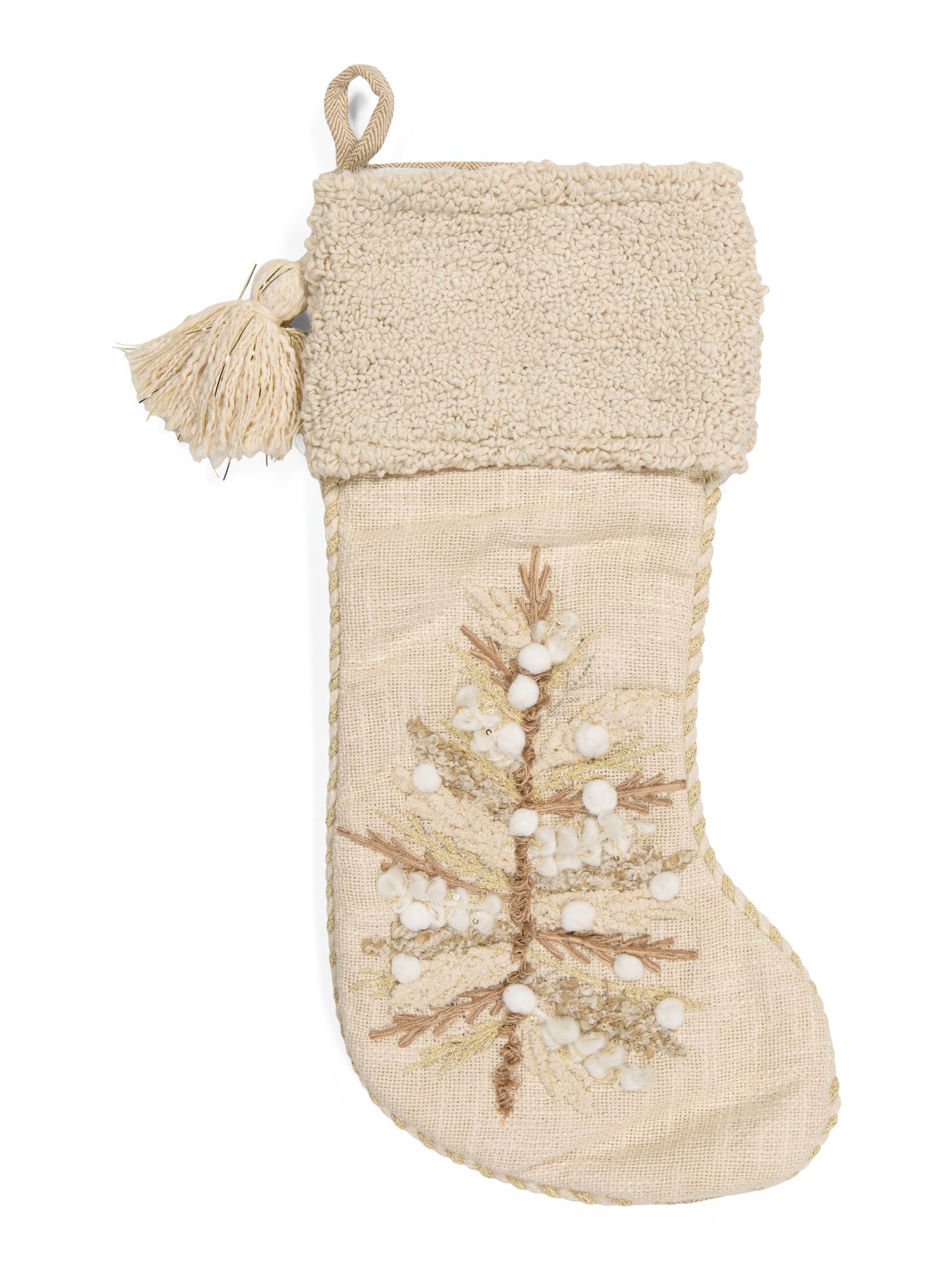 Textured Holiday Tree Stocking With Metallic Embroidery | TJ Maxx