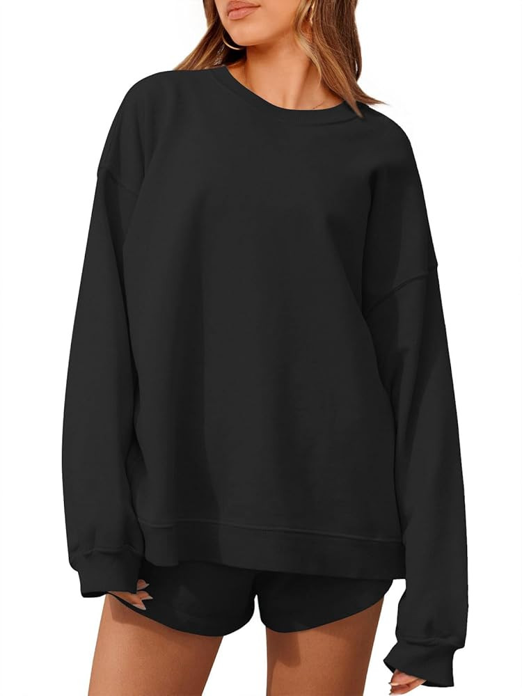 Womens 2 Piece Outfits Fall Sweatsuits Oversized Long Sleeve Sweatshirts Sweat Shorts Casual Loun... | Amazon (US)