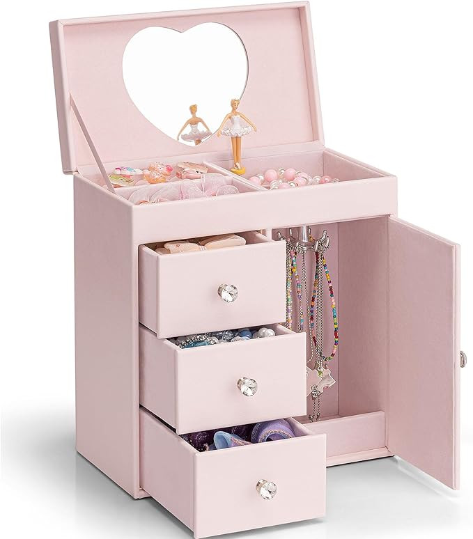 Vlando Musical Jewelry Box for Girls, Large Kid Music Box with Ballerina for Birthday Bedroom Dec... | Amazon (US)
