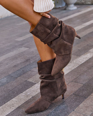 Orchard Walk Scrunch Faux Suede Bootie Chocolate / 6.5 | VICI