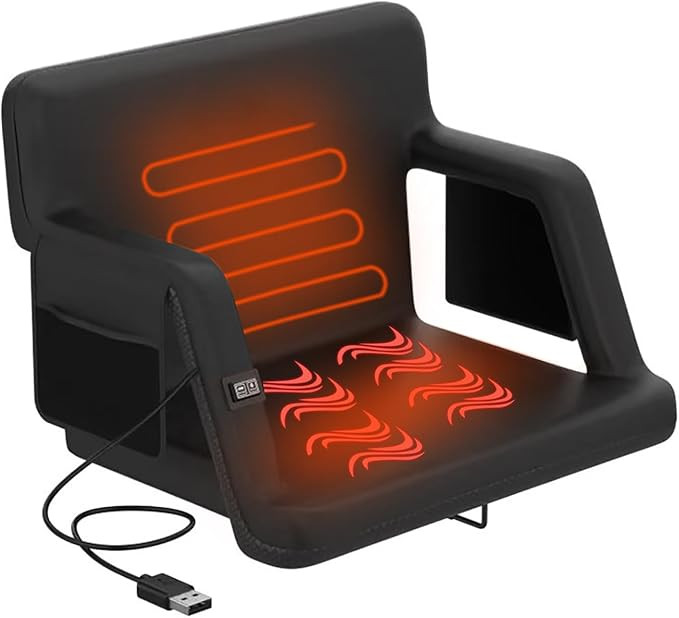 Wide Heated Massage Stadium Seat with Back & Arm Support,Foldable Portable Stadium Seat for Bleac... | Amazon (US)