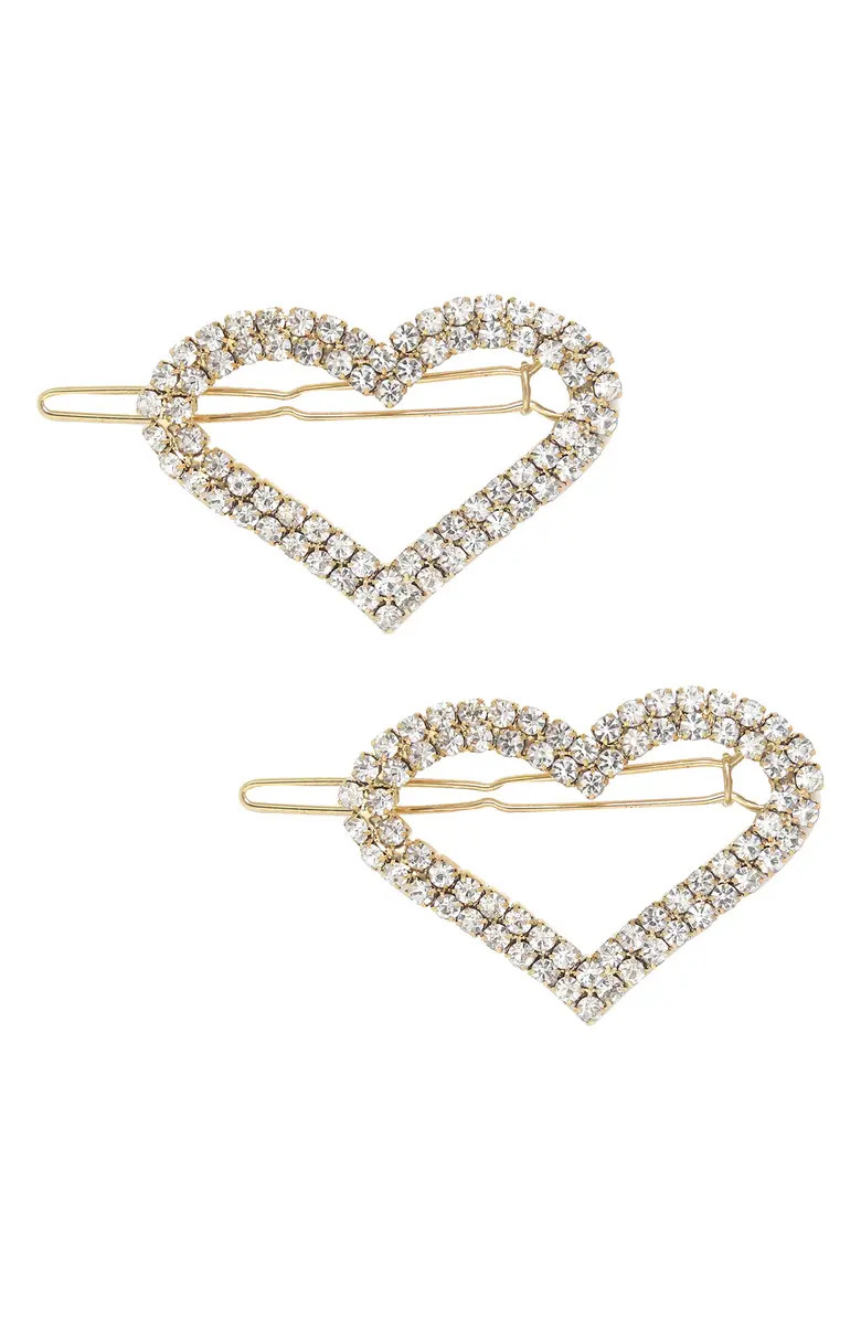 Set of 2 Crystal Heart Barrettes | Nordstrom