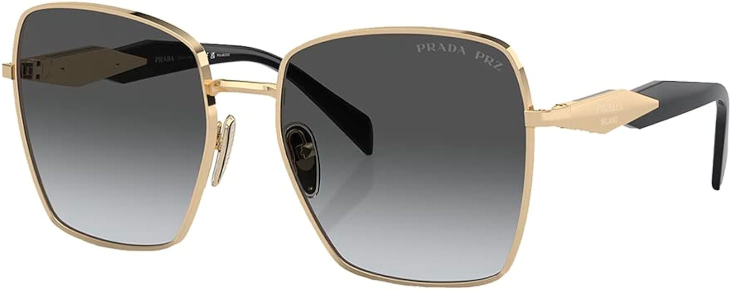 Prada PR 64ZS ZVN5W1 Pale Gold Metal Square Sunglasses Grey Gradient Lens | Amazon (US)