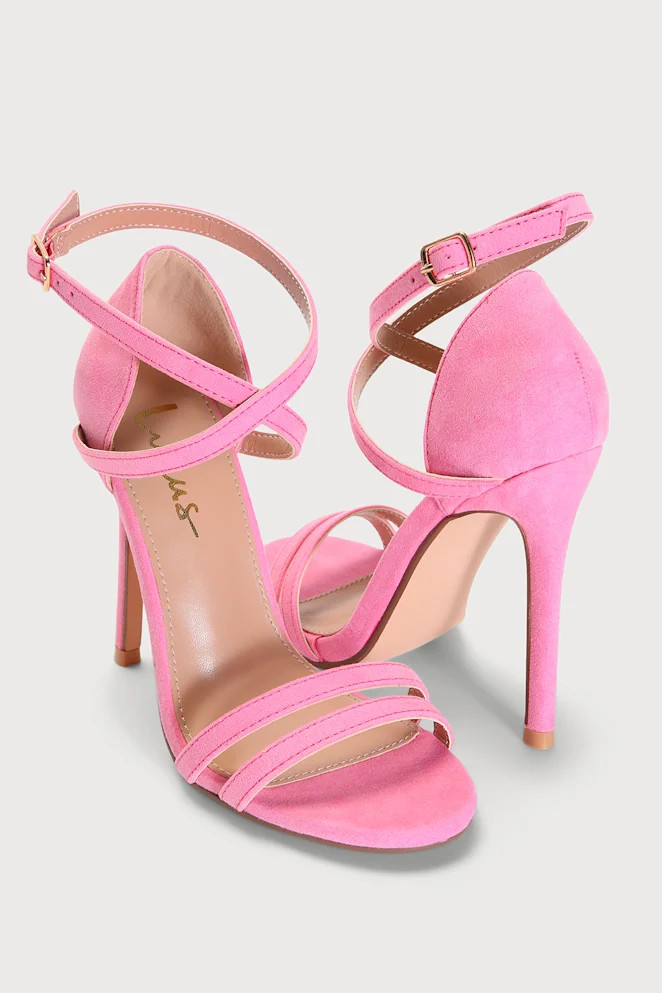 Serenityy Pink Suede Ankle Strap High Heel Sandals | Lulus