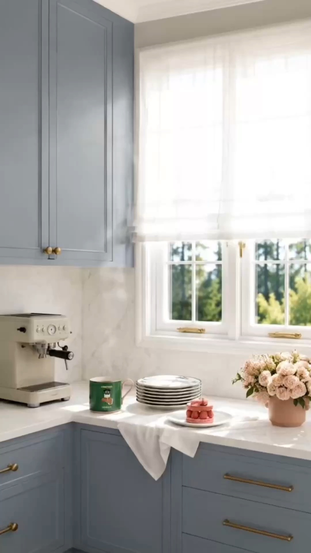 A midweek coffee moment with soft morning sunshine. ☕️🤍

Sheer Roman shades gently filter the light, keeping this kitchen corner bright, airy, and relaxed. A fresh flower arrangement, playful green coffee mug, sweet treat, and warm brass hardware bring just enough charm to make an ordinary Wednesday morning feel a little more special.

Sometimes it’s the smallest details that set the mood for the day.

#WednesdayMorning #MorningCoffee #CoffeeMoment #SheerRomanShade #RomanShade #CoffeeMug #DessertPlate #FlowerArrangement #EspressoMachine #CabinetHardware #BrassHardware #KitchenInspiration #MorningLight #HomeDecor #LTKdayinmylife #LTKHome

#LTKdayinmylife #LTKHome #LTKSaleAlert