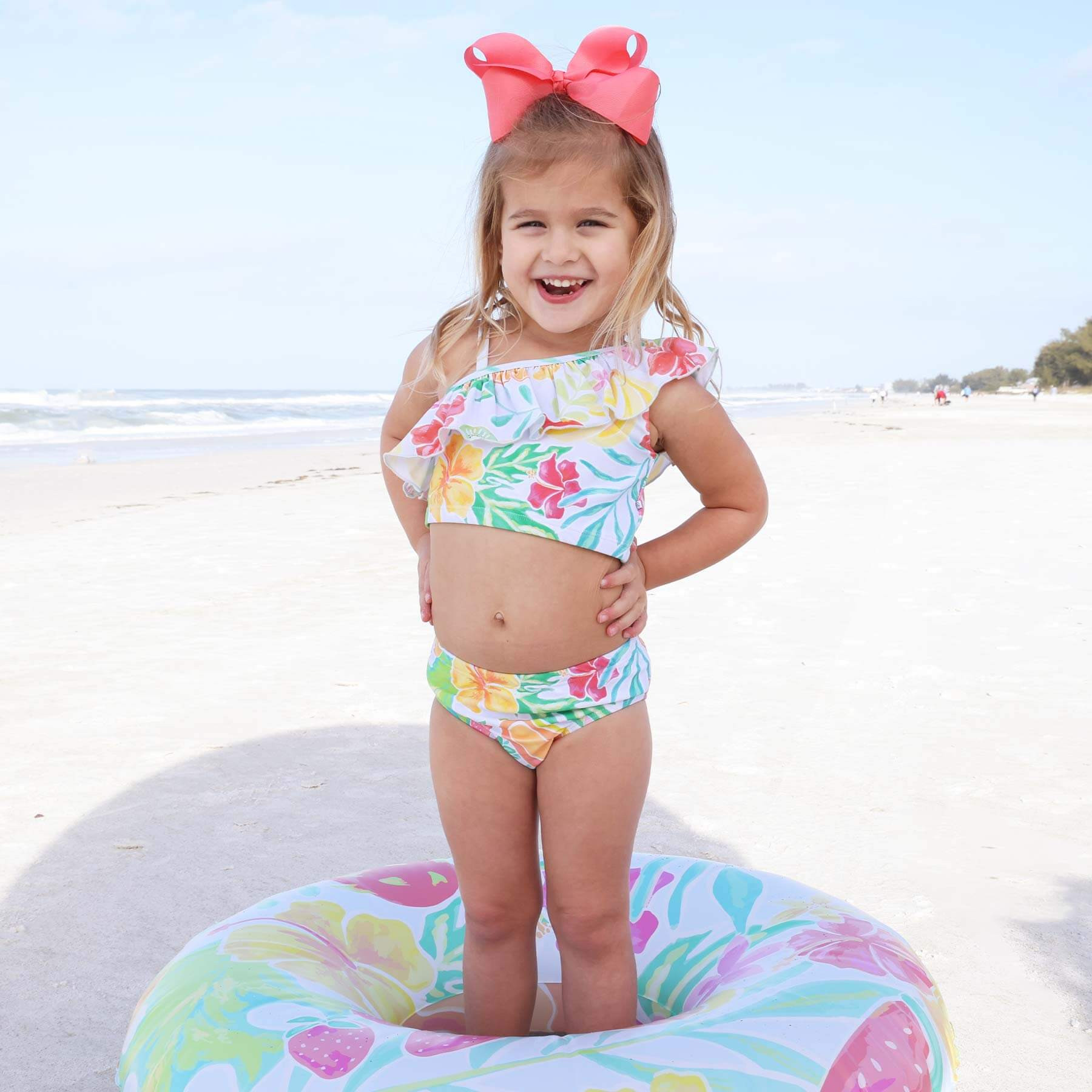 One Shoulder Ruffle Bikini | Tropical Paradise | Caden Lane