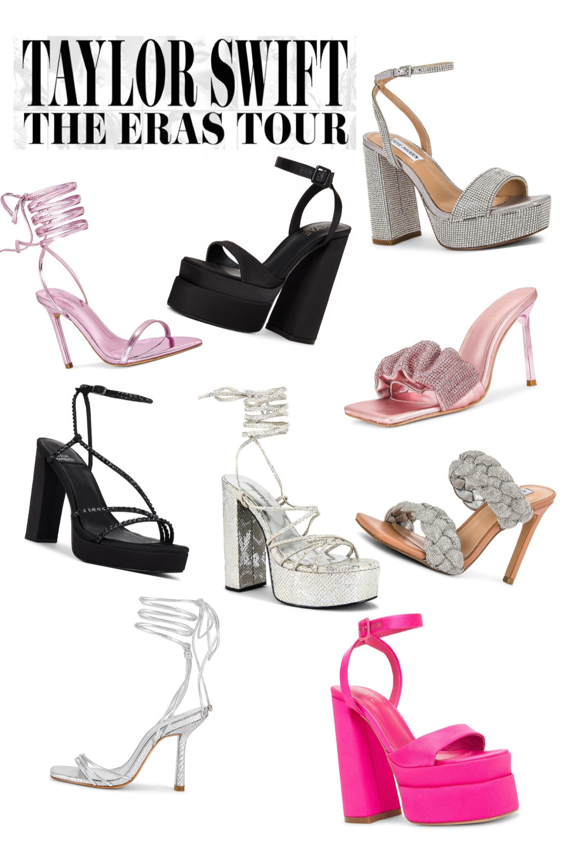 Taylor Swift eras tour concert outfits #erastouroutfits #erastour #erastourshoes #lover #speaknow #1989 #reputation #TaylorSwiftConcert #ErasTour #taylorswiftoutfit #reputation #red #midnights #fearless #revolve #newyearseveheels #goingoutheels #taylorswiftheels #pinkheels #stevemadden #jefferycampbell #rayes