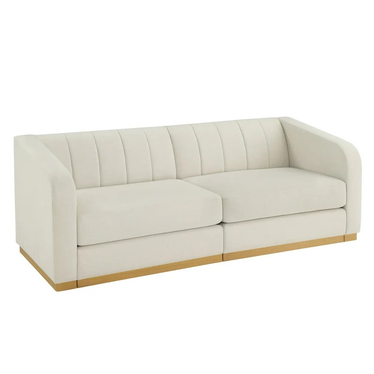 Better Homes & Gardens Lillian Channel Tufted Sofa 83.5" Cream Linen | Walmart (US)