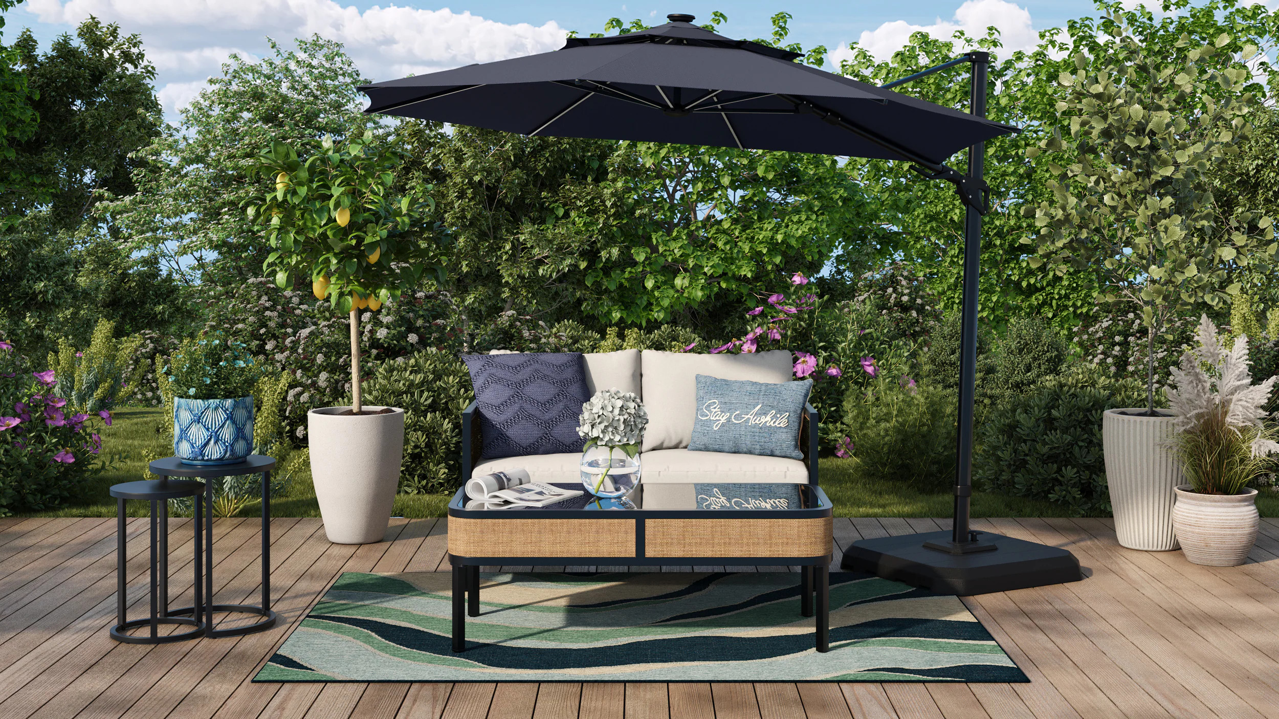 Origin 21 Chandler 2 -Piece Patio Conversation Set with Cream Cushions Polyester | LOS25093-S-LT02 | Lowe's