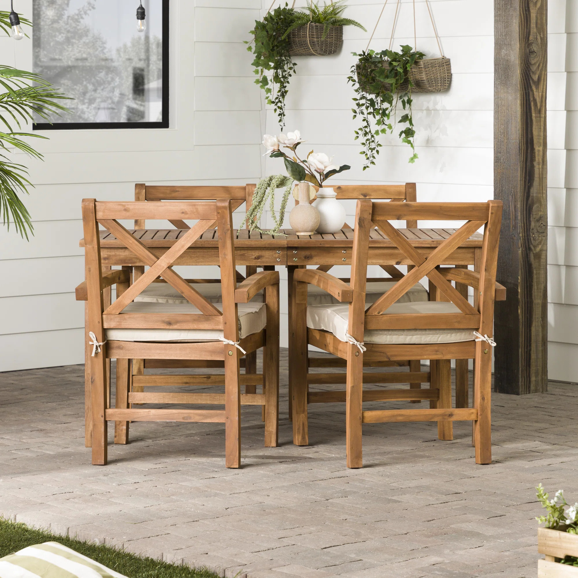 Alfonsi 5-Piece Acacia Patio Dining Set | Wayfair North America