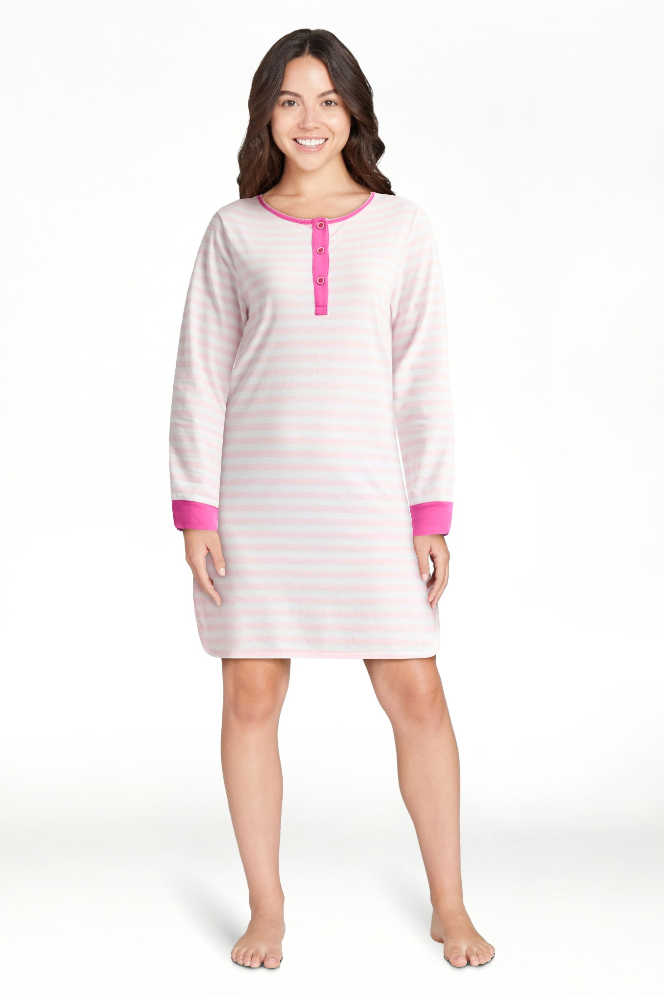 Joyspun Women's Jersey Long Sleeve Henley Sleepshirt, Sizes S to 3X | Walmart (US)